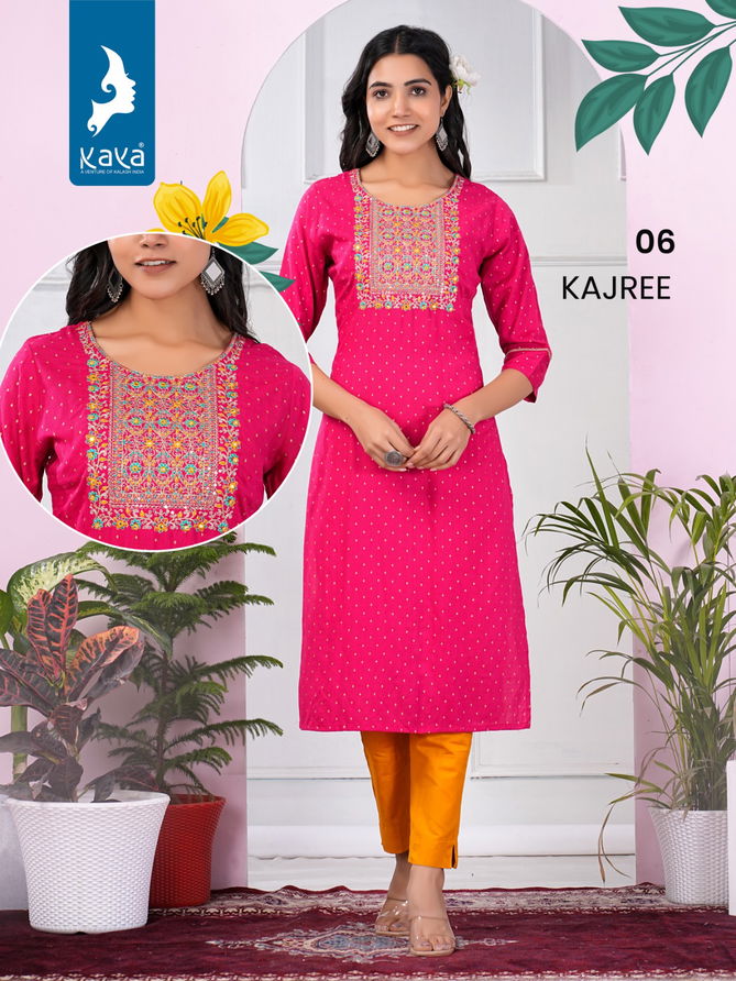 Kajree By Kaya Rayon Slub Printed Kurtis Wholesale Price In Surat